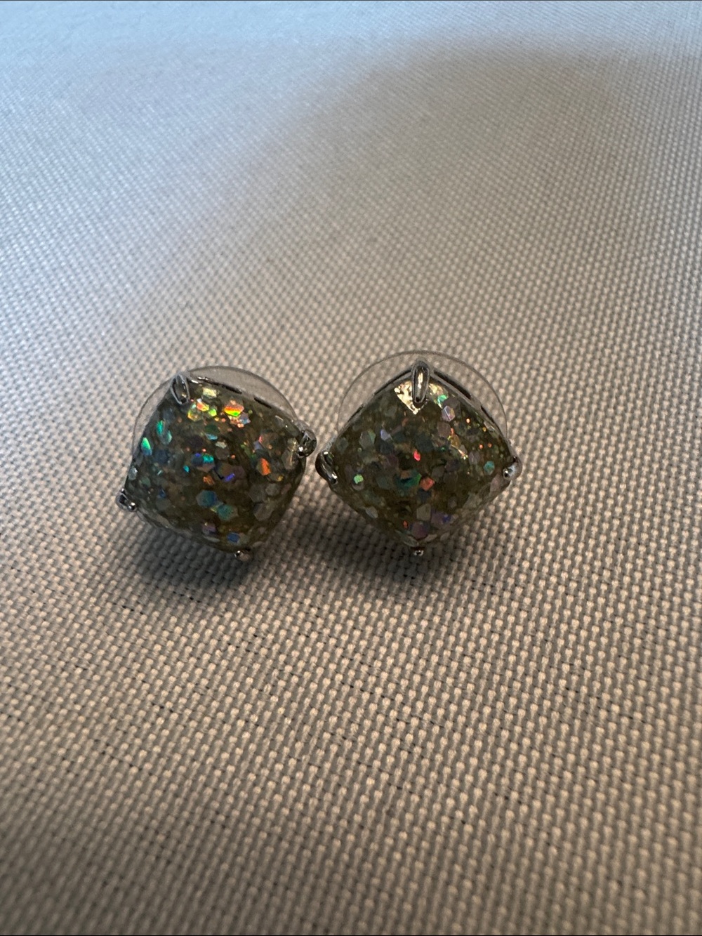 kate spade Iridescent Multicolor Druzy Square Stud Earrings